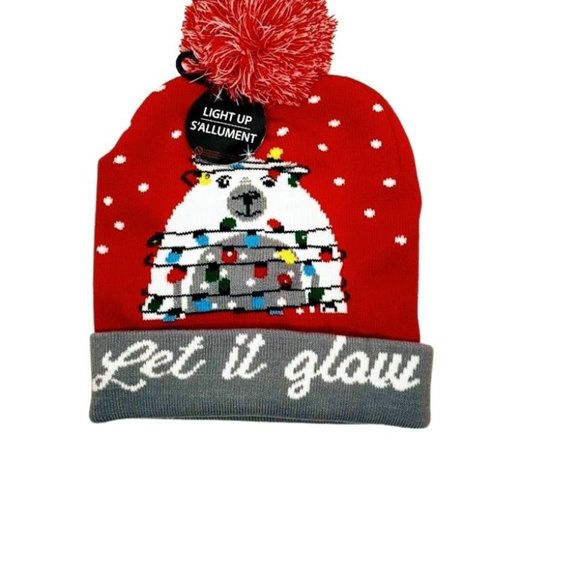 #K9 Christmas Light up Knit Llama Hat - Picture 1 of 7